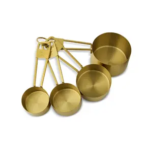 4-Piece Gold Stainless Steel Measuring Cup Set for Kitchen and Baking Utensils Measure