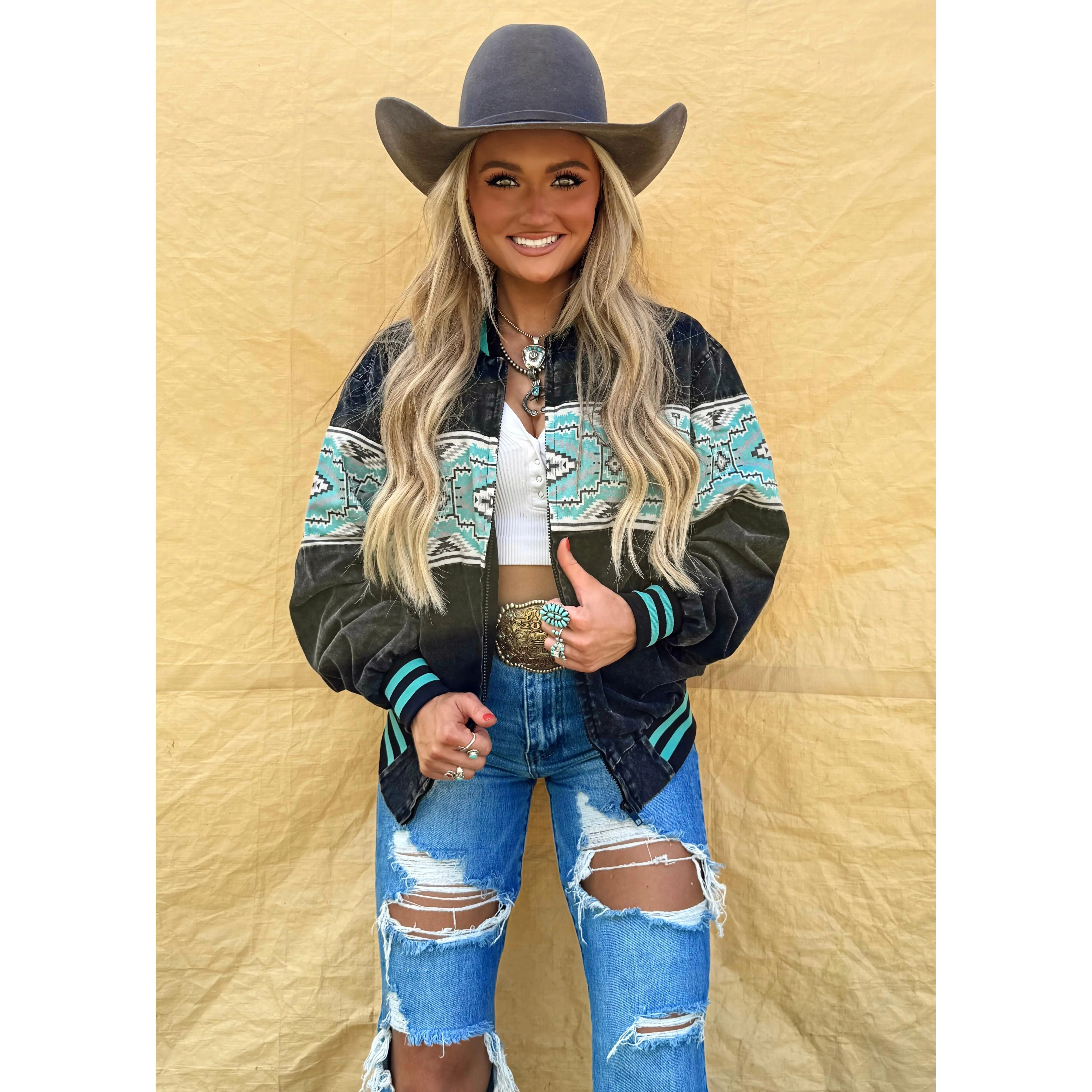 Texas Turquoise Bomber Jacket