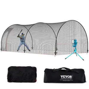 VEVOR Baseball Batting Cage, 12.0x 10.2x 7.6 FT Freestanding Portable Batting Cage, Hitting Cages with 4-Ply Knotless Polyester Pitching Machine Opening, Battings Cages Netting for Indoor Outdoor