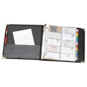 Cardinal Brands- Inc  Business Card Ring Binder- 200 Card Cap.- 11-.63in.x10-.50in.- BK, Business Card Organizer Binder, Card File Binder