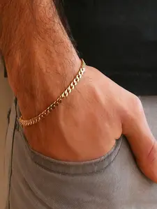 Men's Thick Chain Bracelet, Stainless Steel Wrist, Stainless Steel Cuban Link, Polished Finish, Durable and Versatile Jewelry for Casual or Formal Wear, Chunky Chain Bracelet