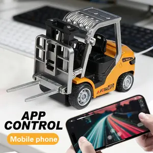 Mini forklift toy, indoor and outdoor desktop toy, with lifting function, lights and sound effects, suitable for adults and children. Remote control engineering vehicle, alloy material, transformable, with crane and hook, and music. RC High-Tech Set