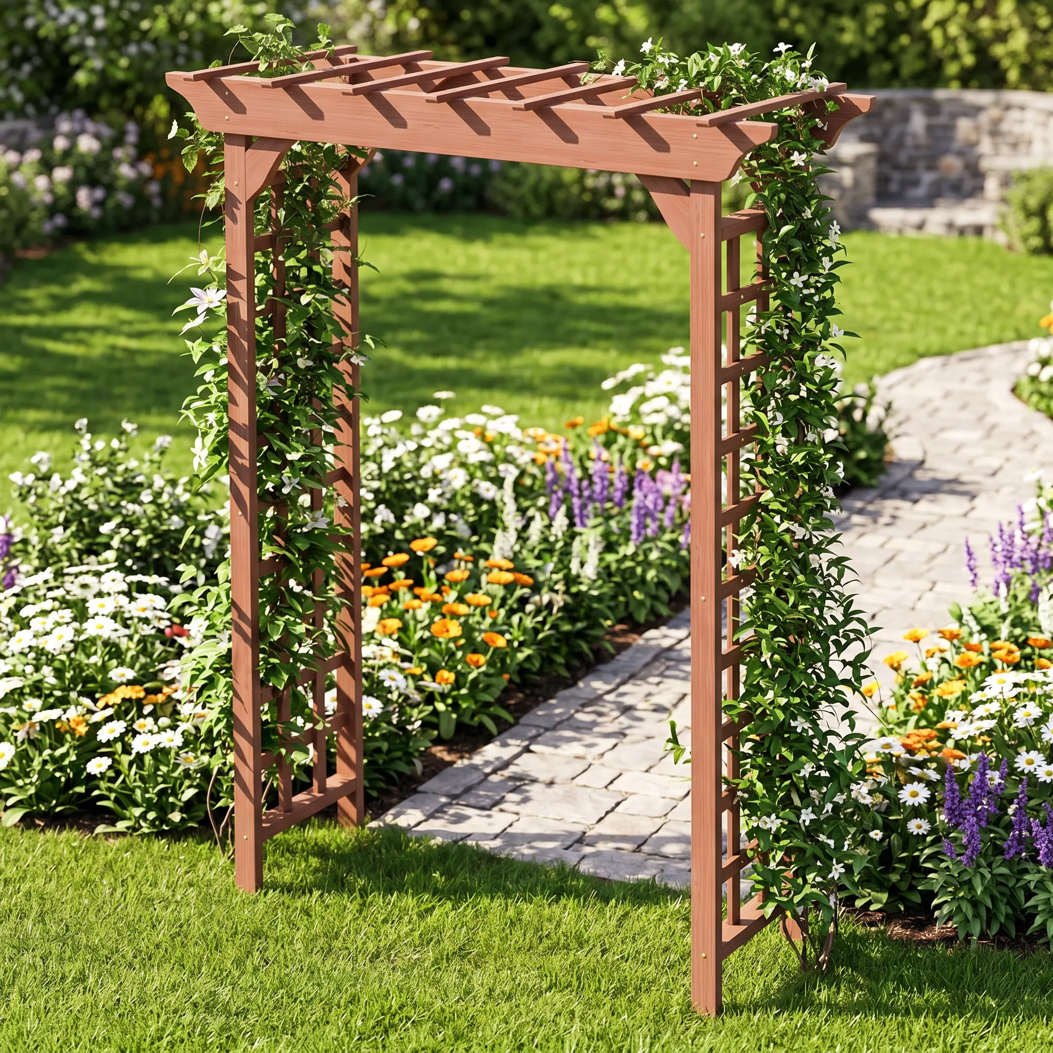 Wooden Arbor, Wedding Arch for Ceremony, Wood Trellis for Plant Climbing, Christmas Decor Pergola for Garden Backyard