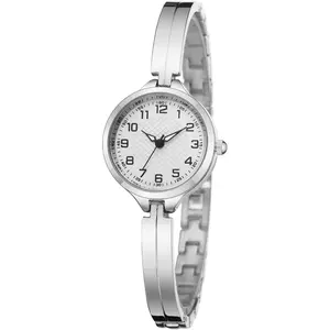 Women's Round Ultra-Thin Dial Quartz Analog-Digital Bracelet Watch - Adjustable Fit Bangle Strap, Easy Read Arabic Numerals, High Quality Battery, Small Dainty Fashion Accessory, Daily Use, Christmas Gift