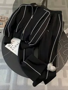 Women's Sportswear Set Long Sleeve Zipper Stand Collar High Neck Sweatshirt Casual Sports Pants Fall Winter Commuter Leisure Sweatsuit Set Athletic Tracksuit Set Sweatsuit, Workout Running Outfits