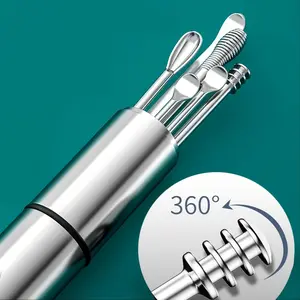 6pcs  Stainless Steel Ear Wax Remover Tool Earwax Collector Spiral Turn Ear Pick Earpick Ear Cleaner Spoon Ear Cleaning Tool Set Ear Wax Removal Tool Ear Canal Cleaner