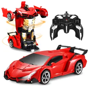 Transform Remote Control Car Robot Gift Toy for Kids, 2.4GHz 1:18 Scale RC Car with Cool LED Lights, One-Button Transform, 360° Rotation, Indoor & Outdoor Fun, Durable Design, Perfect Gift