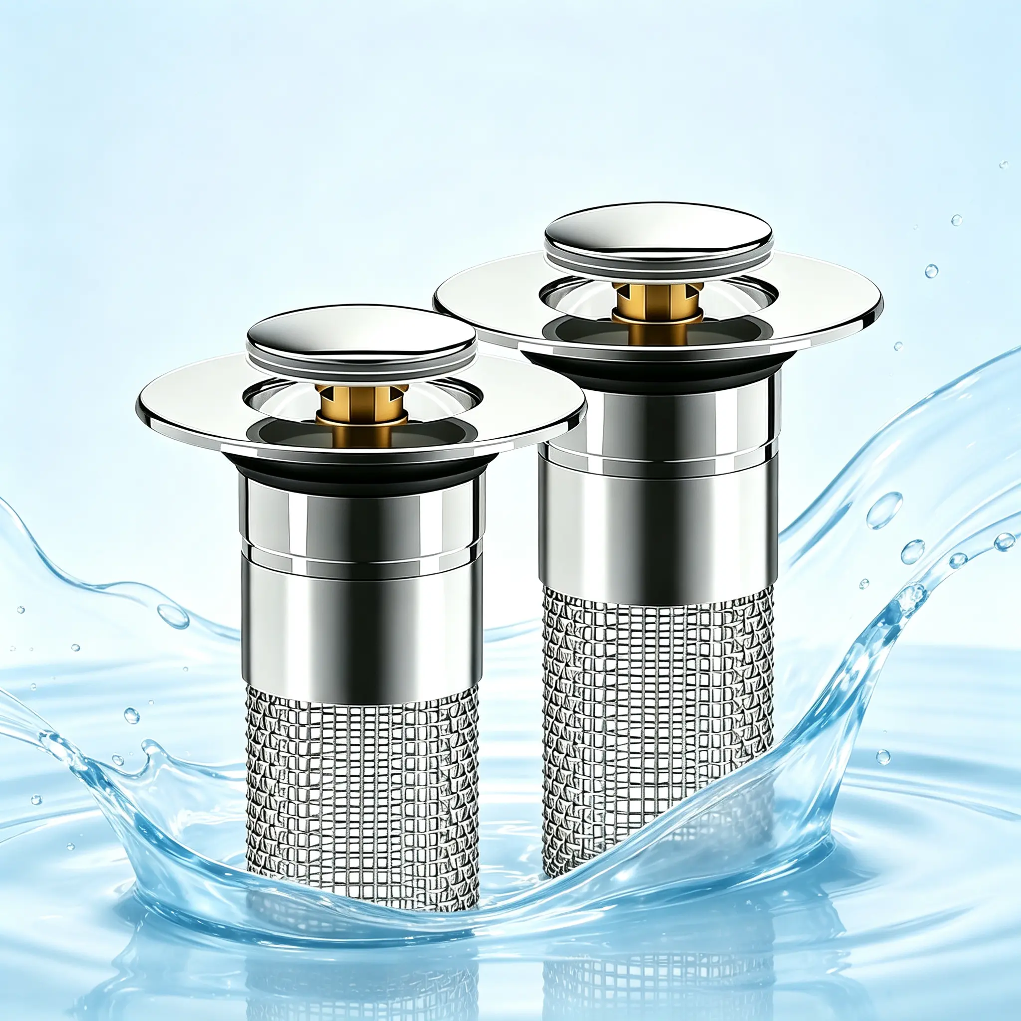 2 pcs Stainless Steel Floor Drain Filter,Bathroom Sink Stopper Hair Catcher with Removable Stainless Steel Filter Basket Hair Catcher,Isolate Odor Pop Up Sink Drain Filter