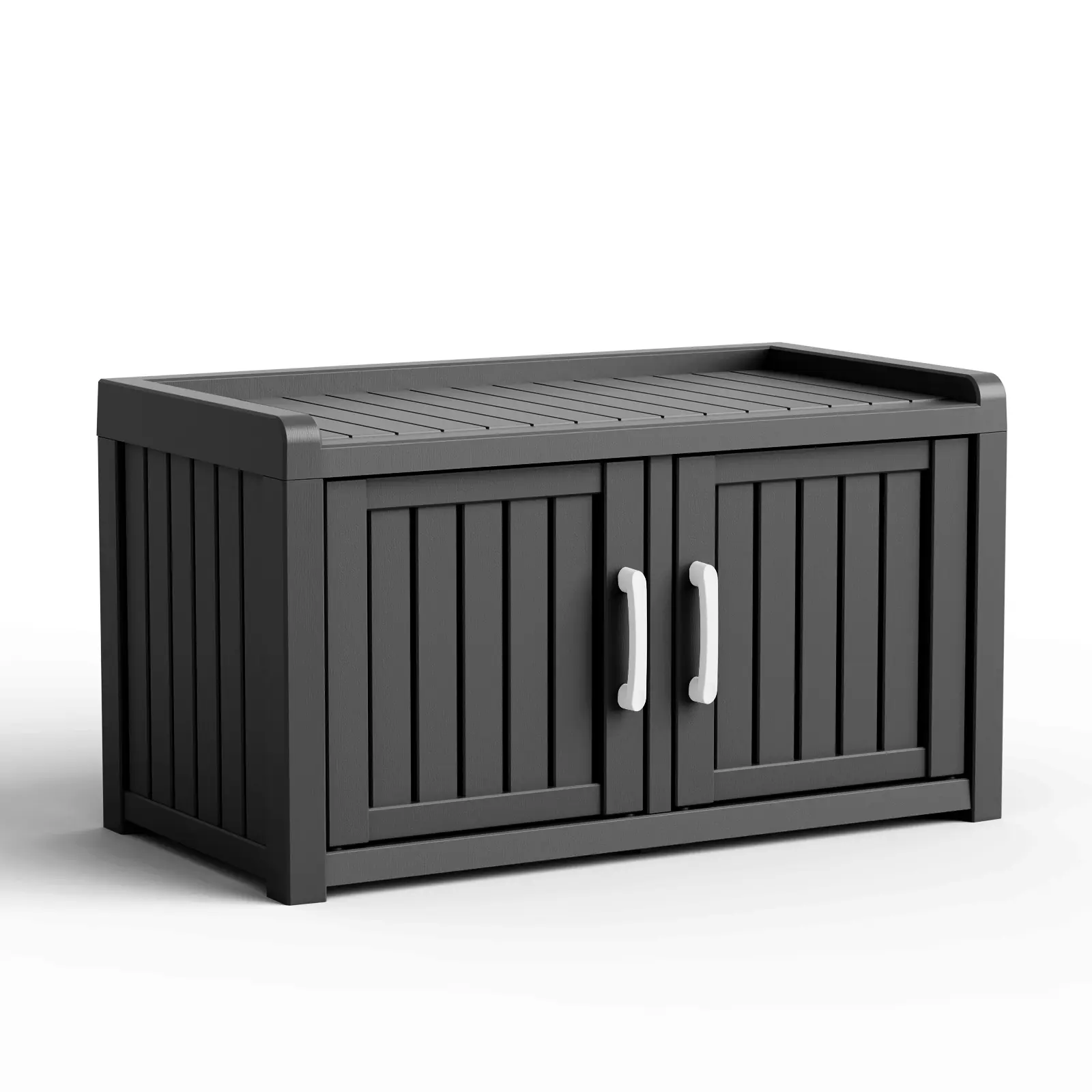 Black Minimalist Freestanding Resin Shoe Storage Cabinet - 2-Door Openable, Adjustable, Waterproof, UV-Resistant Vertical Tall Multifunctional Organizer, Indoor Household Entryway Furniture for Outdoors, Sturdy