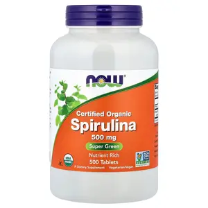 NOW Foods Certified Organic Spirulina, 500 mg, 500 Tablets