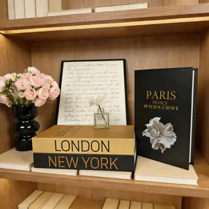 3pcs Luxury Fake Book Decorations, Gold Foil Paper Texture, Stackable Faux Books, Fashion Home Decoration, Holiday Ornaments, Home Office Decor