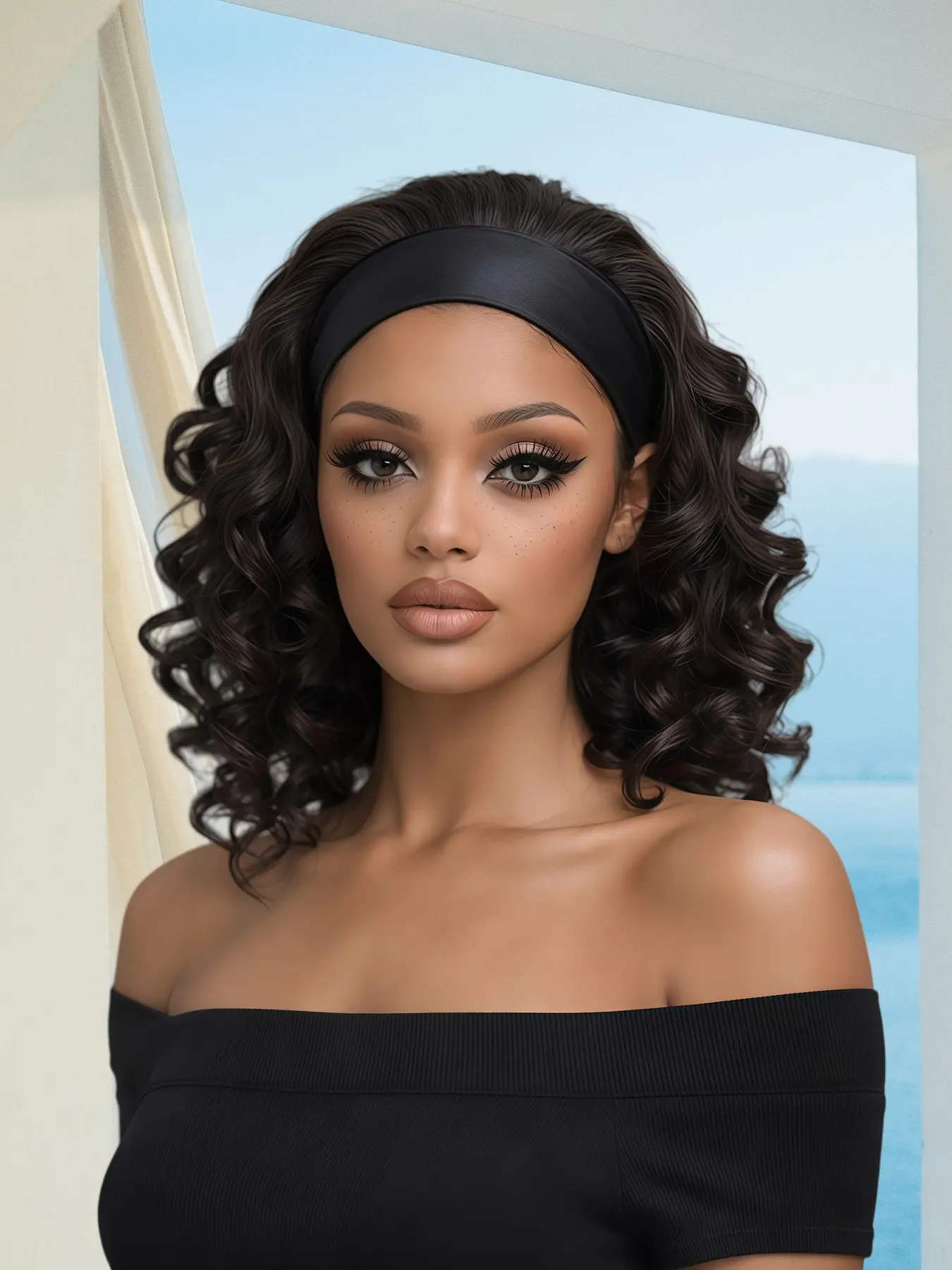 12-Inch Synthetic Fiber Headband Wig, Suitable for Various Ethnicities, Perfect for Immediate Wear, Daily Gatherings, Festive Parties, Party Wig, Costume Wigs, Curly Hair, Synthetic Wavy Curly