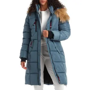 CANADA WEATHER GEAR Women's Winter Jacket - Heavyweight Long Length Bubble Puffer Parka - Teal Ocean, Size 3X