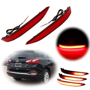 Red Lens Tail Brake Lamps w/Sequential Turn Signal Rear Bumper Reflector Lights For Chevrolet Equinox 2018 2019 2020 2021 2022 Replace OEM GM1184117, GM1185117, 84306358, 84306359