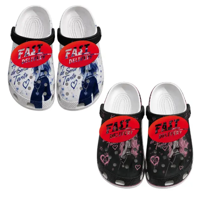 Women's Latin Pop Inspired Clogs - No Me Arrepiento Graphic Girl Footwear, Cute Garden Slippers for Music Fans