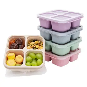 Wheat Food Boxes, Snack Boxes with Four Compartment Transparent Lids, Dried Fruit Boxes, Fresh Keeping Snack Plates, Tea Pots Around Stove