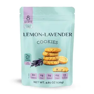 Flèche Healthy Treats Vegan Gluten Free Lemon Lavender Cookies Sugar Free Dairy Free Low Carb 2g Net Carb 80 Calories Individually Wrapped Soft Baked Snack