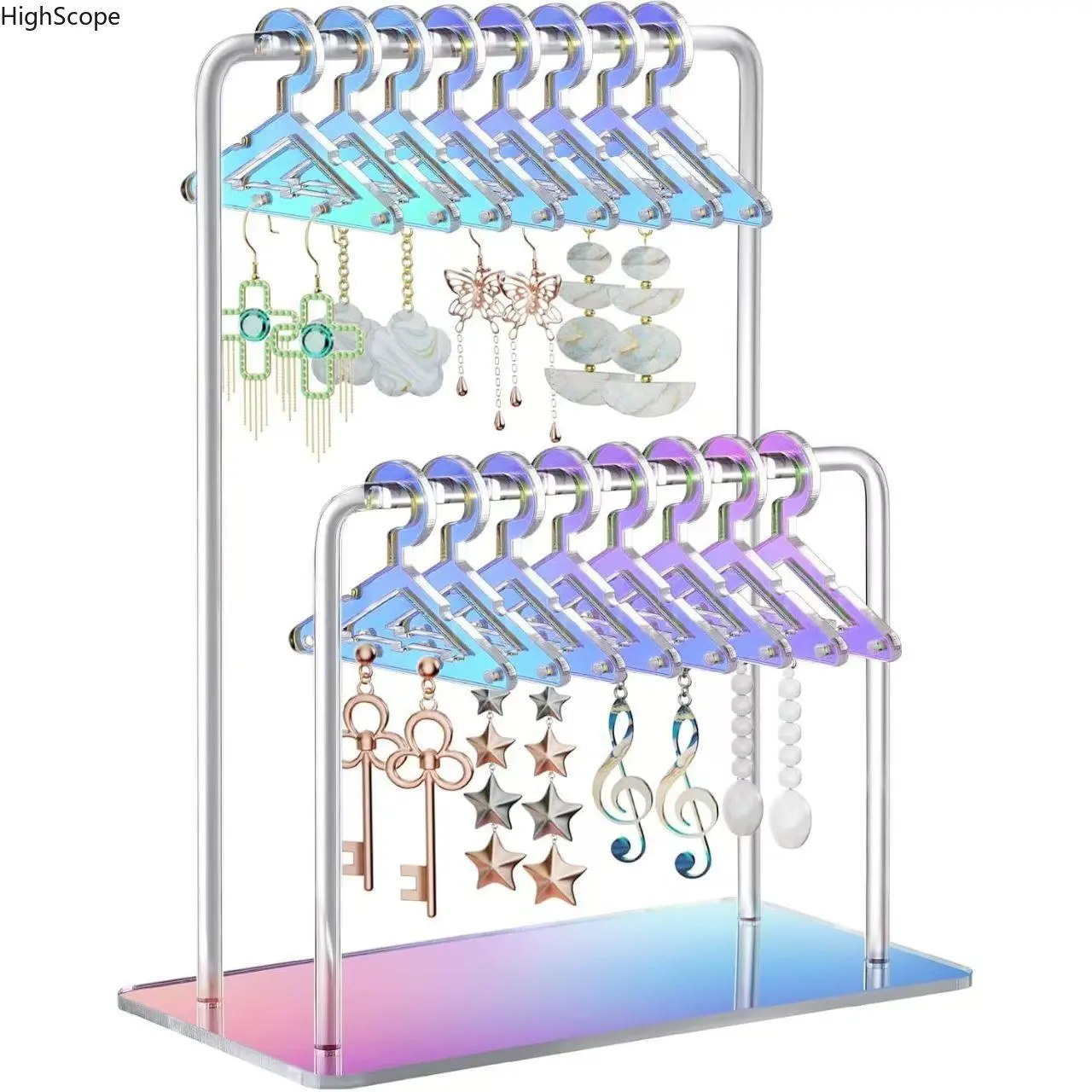 Novelty Wooden Earring Holder with Mini Cloth Hangers, Personalized Wall Mount Display Rack with Double Transparency, Jewelry Organizer, Earring Holder Organizer, Decorative Storage Organizers