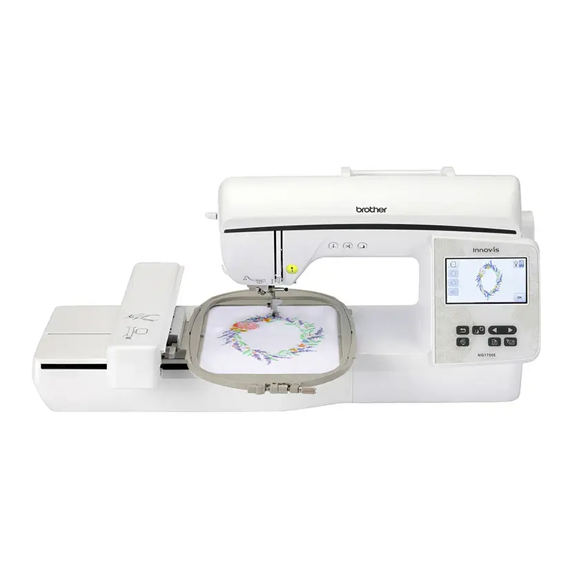 Brother Innov-is NQ1700E Embroidery Machine - 6" x 10" Embroidery Field, Bonus SABESBLUE Bundle, Wi-Fi, 4.85" Color LCD Touchscreen, 13 Built-In Fonts, Auto Thread Trimming & Jump Stitch Cutting, Cleaning Brush, Screwdrivers for Upcycling Projects, Dust C