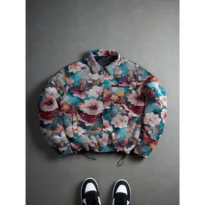 Y2K Oversized Floral Coach Jacket | Colorful Tapestry Zip-Up Outerwear