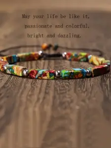 Handmade Natural Stone Beaded Bracelet, Adjustable Boho Multicolor Jewelry, Perfect Gift for Women & Men, Ideal for Valentine's Day, Stackable Bracelets, Adjustable Beaded Design
