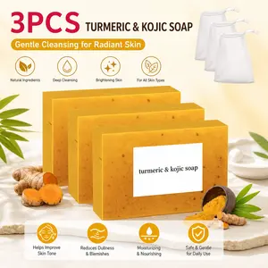 [living] 3PCS Turmeric Soap,Deep cleansingSoap,Moisturizing Soap For Face &Body,Body wash & Soap For Women& Men
