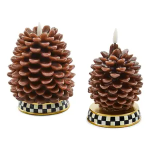 MacKenzie- Childs Set of 2 Pincone Flicker Candles