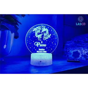 Pisces Zodiac Sign Personalized Acrylic Night Light