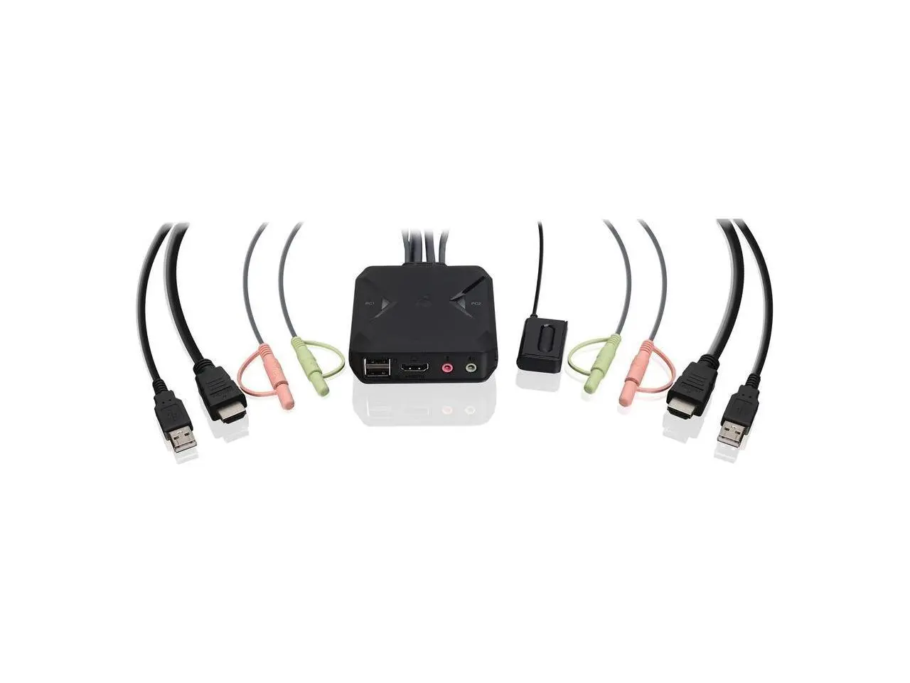 IOGEAR 2-Port 4K KVM Switch with HDMI, USB and Audio Connections - 4096 x 2160 - 4 x USB - USB 2.0 - 2 x HDMI  GCS92HU