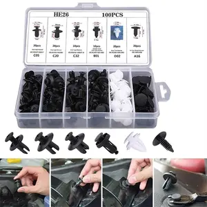 100pcs box set universal buckle car plastic buckle, made of plastic material, suitable for car bumper mudguard buckle Automotive Accessories