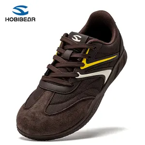 HOBIBEAR Men's 0-Drop Barefoot PU Leather Workout Sneakers - Wide Round Toe, Breathable, Rubber Outsole for Casual Walking, Trail Use