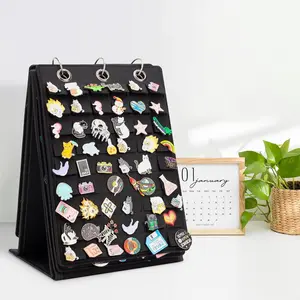 5 Layers Portable All-in-One Calendar & Jewelry Display Case ,for Brooches, Earrings, Shop Display，Badge storage, display stand, felt brooch organizer, enamel pin storage ornament, five-page non-woven fabric binder, Jewelry Storage Book