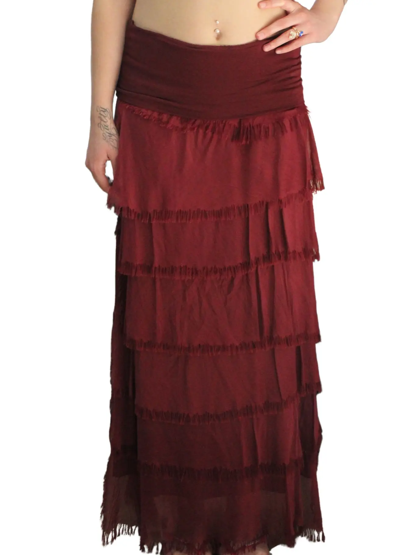Lady's Fitted Italian Silk Maxi Skirt, Women's Overall Bottom