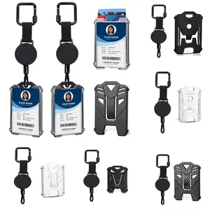 Badge Clip Card Holder Set, ID Badge Holder, Adjustable Steel Wire Rope, Anti-Loss Backpack Keychain, Office Gift for Drivers Volunteers Healthcare Workers