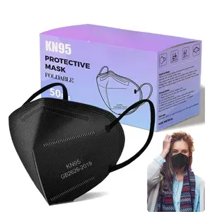 50 Pack Individually Wrapped Black KN95 Face Masks, 5-Ply Breathable Disposable Safety Masks, Over 95% Filtration Efficiency Protective Masks Against PM2.5 for Adults Daily Use