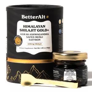 BetterAlt Himalayan GOLD+ Shilajit Resin with KSM-66 Ashwagandha | Lab-tested | Pre-Workout for Muscle Recovery, Gym Performance | 2-Month Pack BetterAlt Himalayan GOLD+ Shilajit Resin with KSM-66 Ashwagandha | Lab-tested | Pre-Workout for Muscle Recovery, Gym Performance | 2-Month Pack
