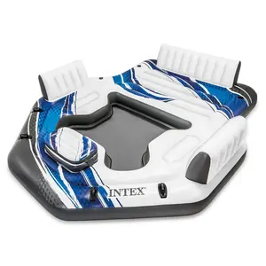 Intex Blue Tropic Inflatable Lake Island Water Float with Cooler and Cupholders