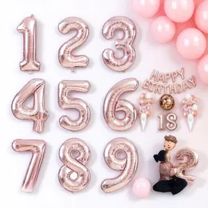 Rose Gold Birthday Balloon Set, Romantic Balloon Number Set, Balloon Decoration for Happy Birthday Party Wedding Anniversary