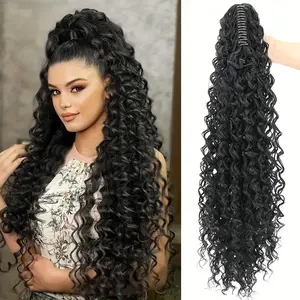 24Inch  Long Curly Wave Claw Clip Ponytail Hair Extensions, Suitable For Women，Heat-Resistant Synthetic Hairpiece ,  Suitable For Daily Wear
