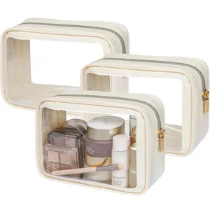 TSA Approved Toiletry Bag 3 Medium - Quart Size Clear Makeup Bag for Carry On, Airport Security Compliant Clear Travel bag for Toiletries with Reinforced Seams