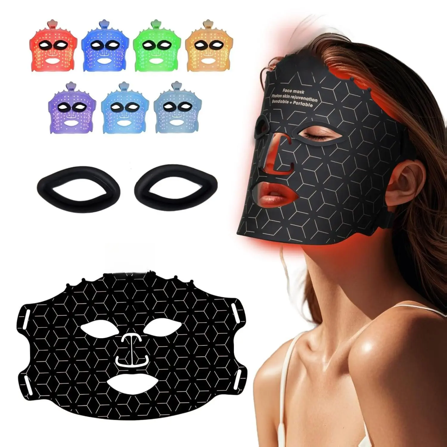 Women's Cordless Red Light Silicone Facial Mask Device, 240 Lamp Beads, Rechargeable Hydrating Mask with Moisturizer & Skin Repair Benefits