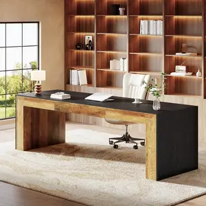 Tribesigns Long Computer Desk for 2, Farmhouse Style Large Executive Workstation Table