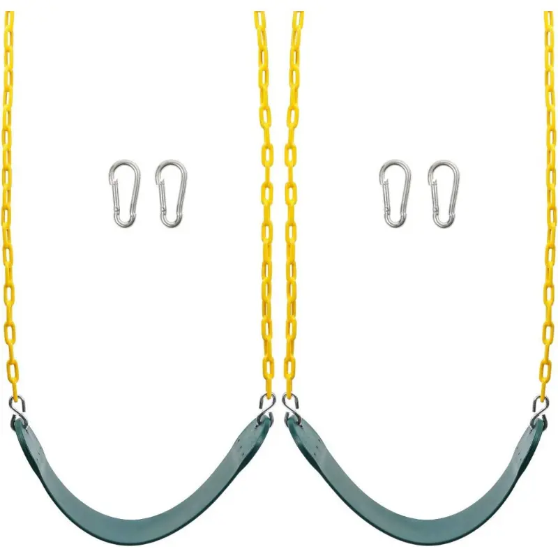 2pcs swing seat heavy duty 66 "chain, swing kit accessories replacement with clasp hooks, supports 250 LBS (green)