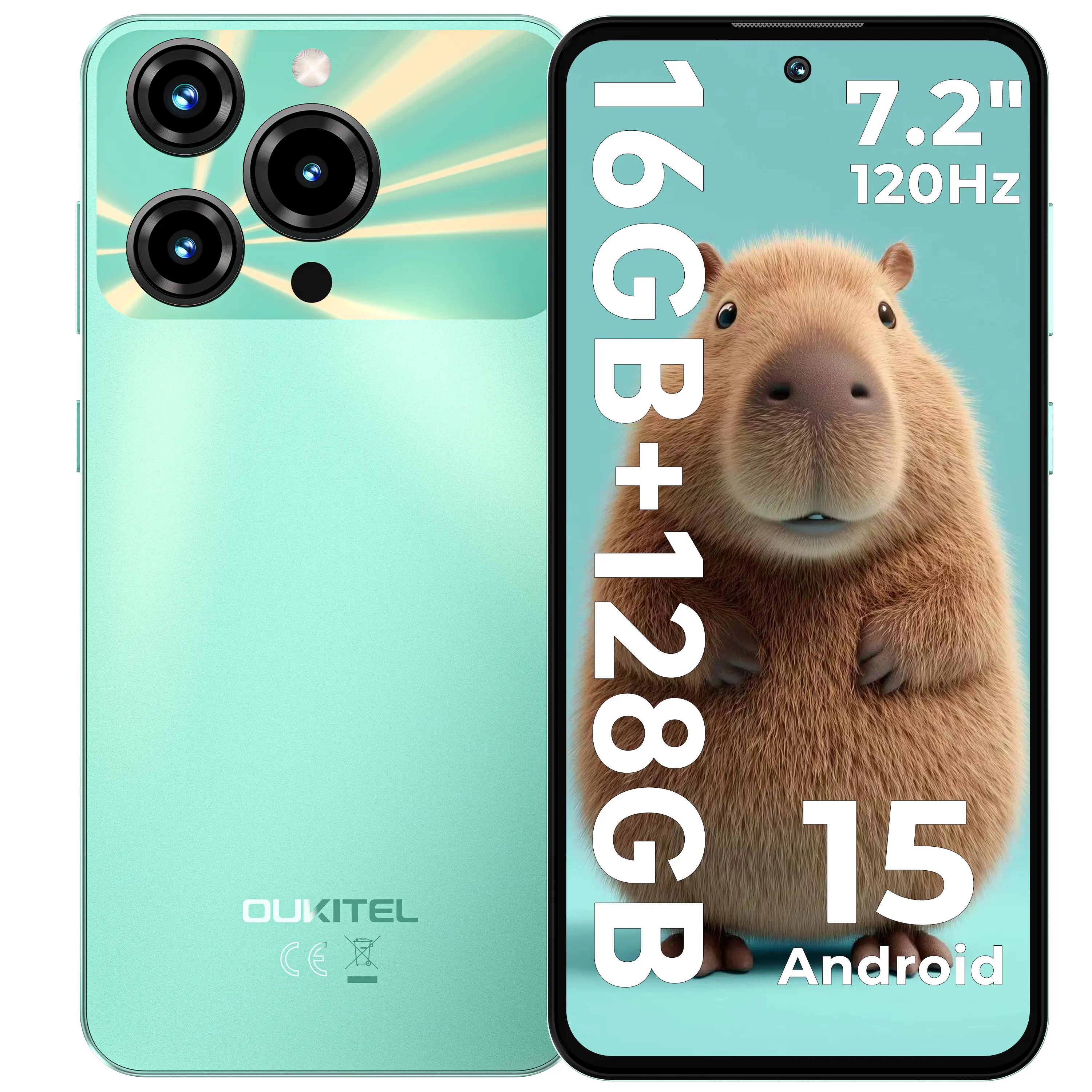 OUKITEL C69 Cell Phone Unlocked，7.2''HD + 120Hz Display，24GB(8+