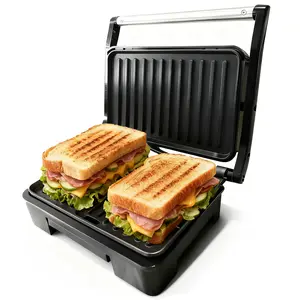 Press Grill & Sandwich Maker Non-Stick Plates, Stainless Steel with Removable Drip Tray, Suitable for Various Food Sizes, Black panini pressed