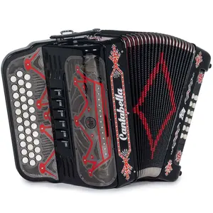 Cantabella Rey II Acordeón 6 Registros Fa-Mi en Negro con Rojo