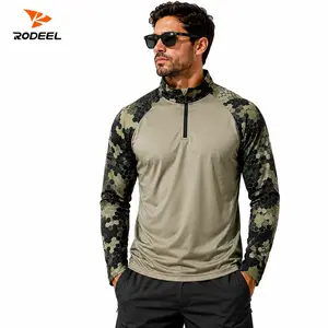 【RODEEL】913 Quarter Zip Long Sleeve Shirts Men UPF 50+ Sun UV Protection Lightweight Quick Dry Moisture Wicking Breathable Cooling Athletic Activewear for Outdoor Sports Hiking Camping Running Fishing Hunting Boating Construction Menswear summervibes Camo