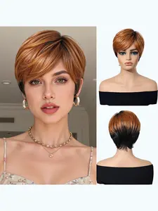 Women Pixie Cut Short Human Hair Wigs Layered Lightweight Breathable Glueless For Natural Look Daily Use No Glue Wig