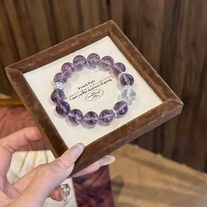 Women's Lucky Natural Amethyst Crystal Bracelet - Fashion Costume Jewelry, Stress-Relief Healing Energy Gemstone Accessory, Elegant Party Gift for Her