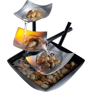 Homedics Tabletop Water Fountain, Home Décor Soothing Sound Machine - Automatic Pump, Deep Basin & Natural River Rocks. Indoor Zen Relaxation for Office, Living Room, or Bedroom, 8.25” Tall HoMedics Decor Set Artistic Decorative halloween figurine